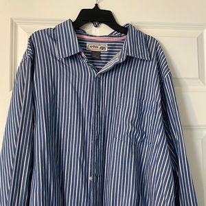 Long sleeve green, white stripe dress shirt